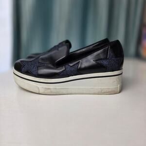 Stella McCartney Black Binx Shimmer Platform Slip-On Sneakers / Loafers sz 39